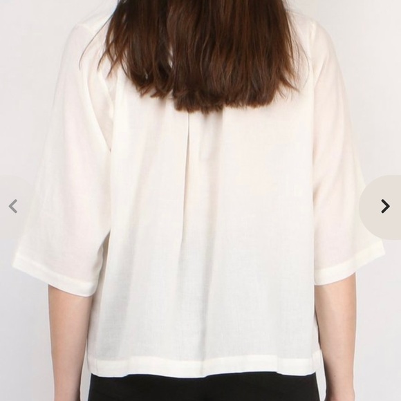 Apiece Apart 100% cotton shirred agata blouse in cream - Picture 2 of 8